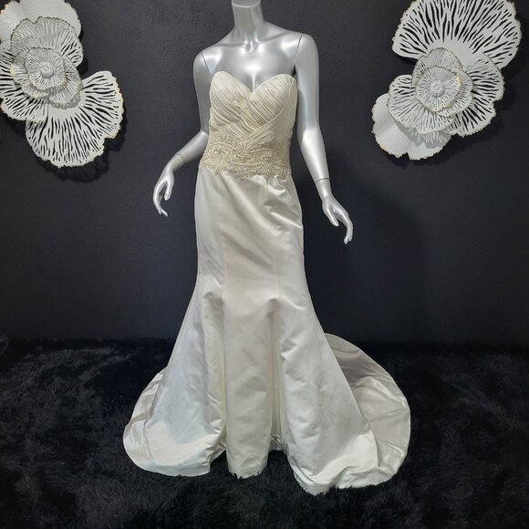 NWT~$1850~CB COUTURE~6/8~IVORY STRAPLESS MERMAID FIT & FLARE WEDDING DRESS - Picture 6 of 16